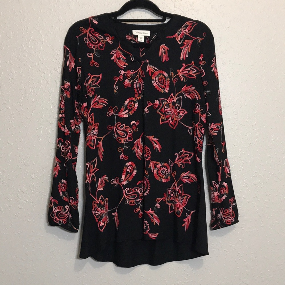 Coldwater Creek Floral Embroidered boho Top Xs